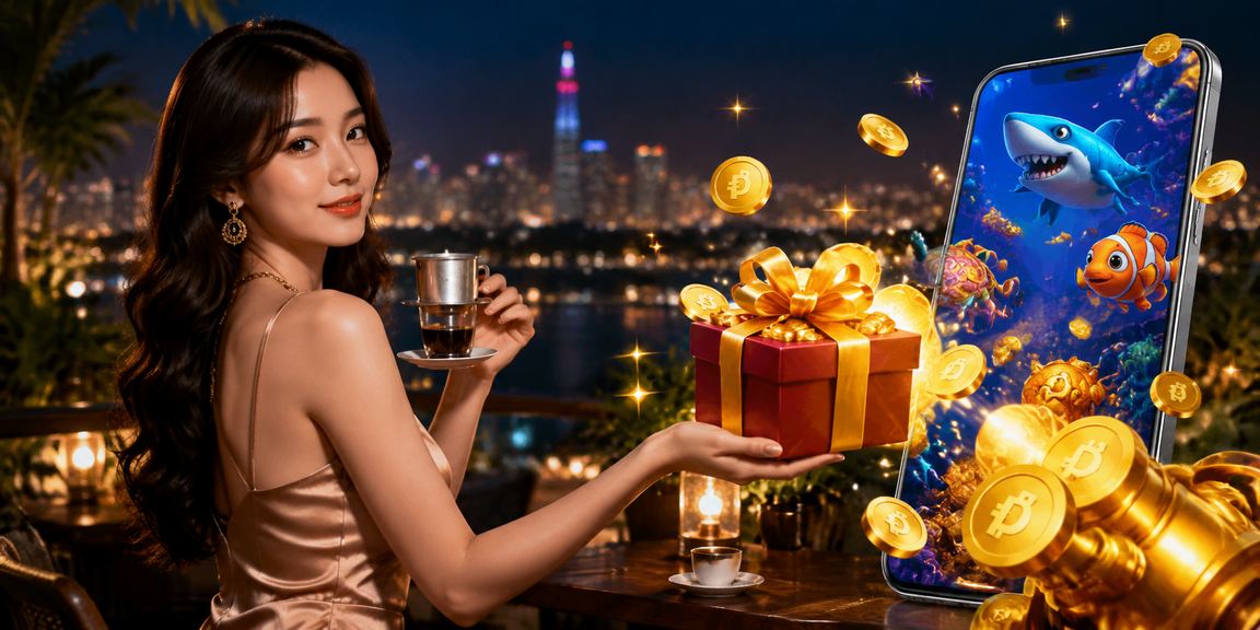 Người dùng Hà Nội vừa uống cà phê vừa chơi bắn cá trên điện thoại buổi sáng