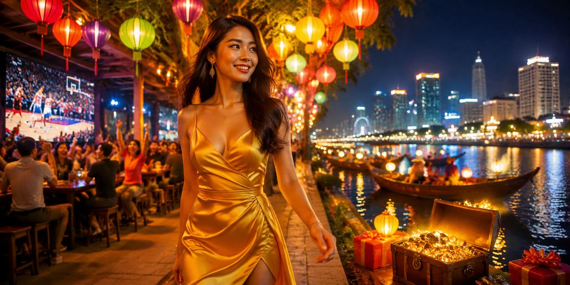 Nhóm bạn tại chợ đêm Hà Nội theo dõi kèo bóng rổ và đặt cược thể thao qua điện thoại
